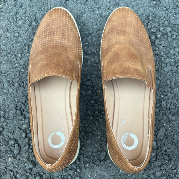 Journee Collection Lucie Loafer Flats in Brown Leather with Perforated Detail - Picture 3 of 6